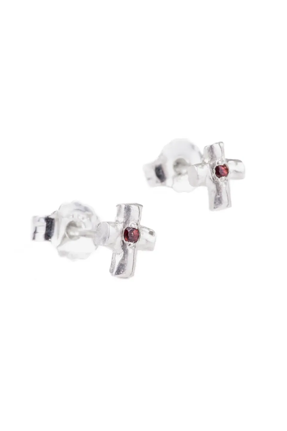 Flor Rubaja Cross Mini Croci orecchini argento granato 6 mm