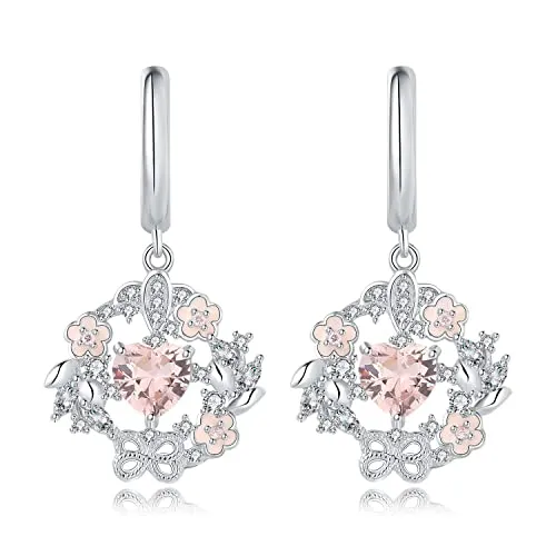 JewelryPalace 2.4ct Fiori Cuore orecchini argento rosa