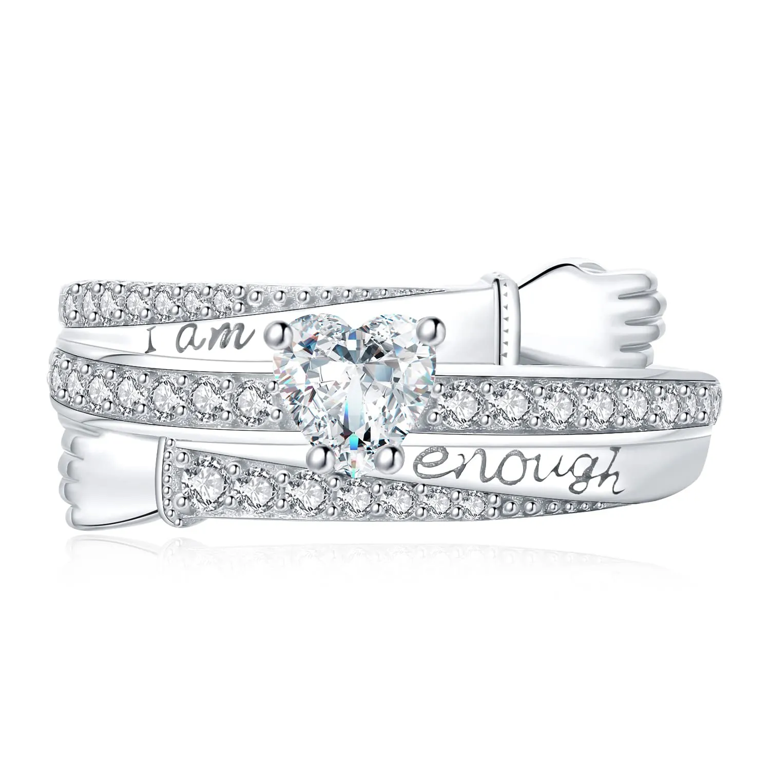 JewelryPalace Claddagh Abbraccio anello argento 925 zirconia cuore