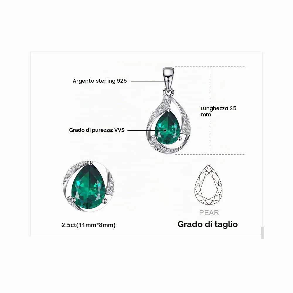 JewelryPalace Smeraldo Simulato Collana Argento 925 verde 45cm