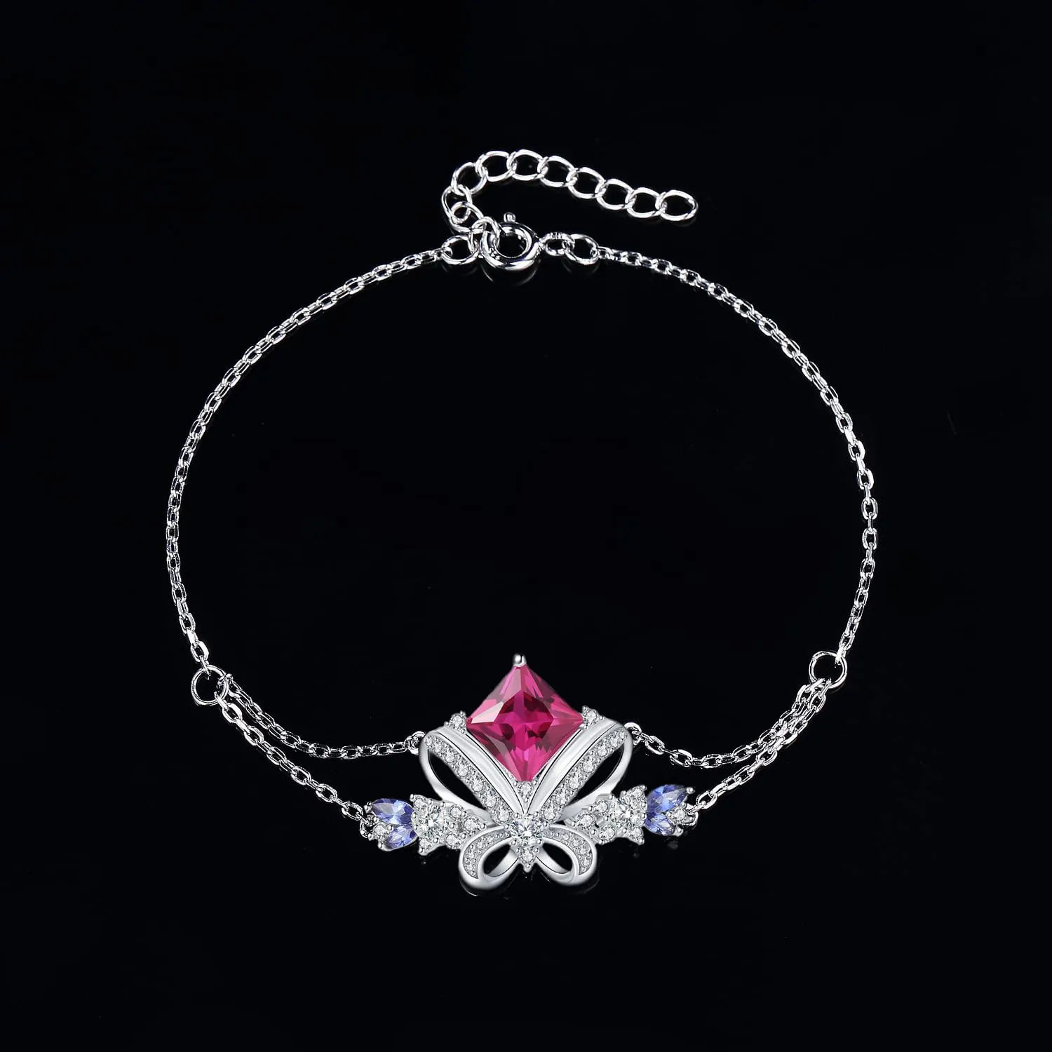 JewelryPalace Farfalla 3.1ct Bracciale Argento Zaffiro Rosa