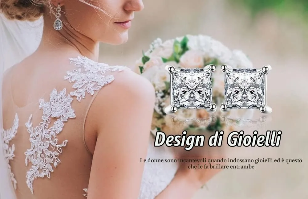 JewelryPalace 0.8ct orecchini lobo argento 925 taglio principessa
