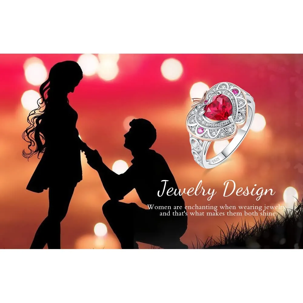 JewelryPalace Mela Anello Cuore Argento 925 Rubino 0.5ct