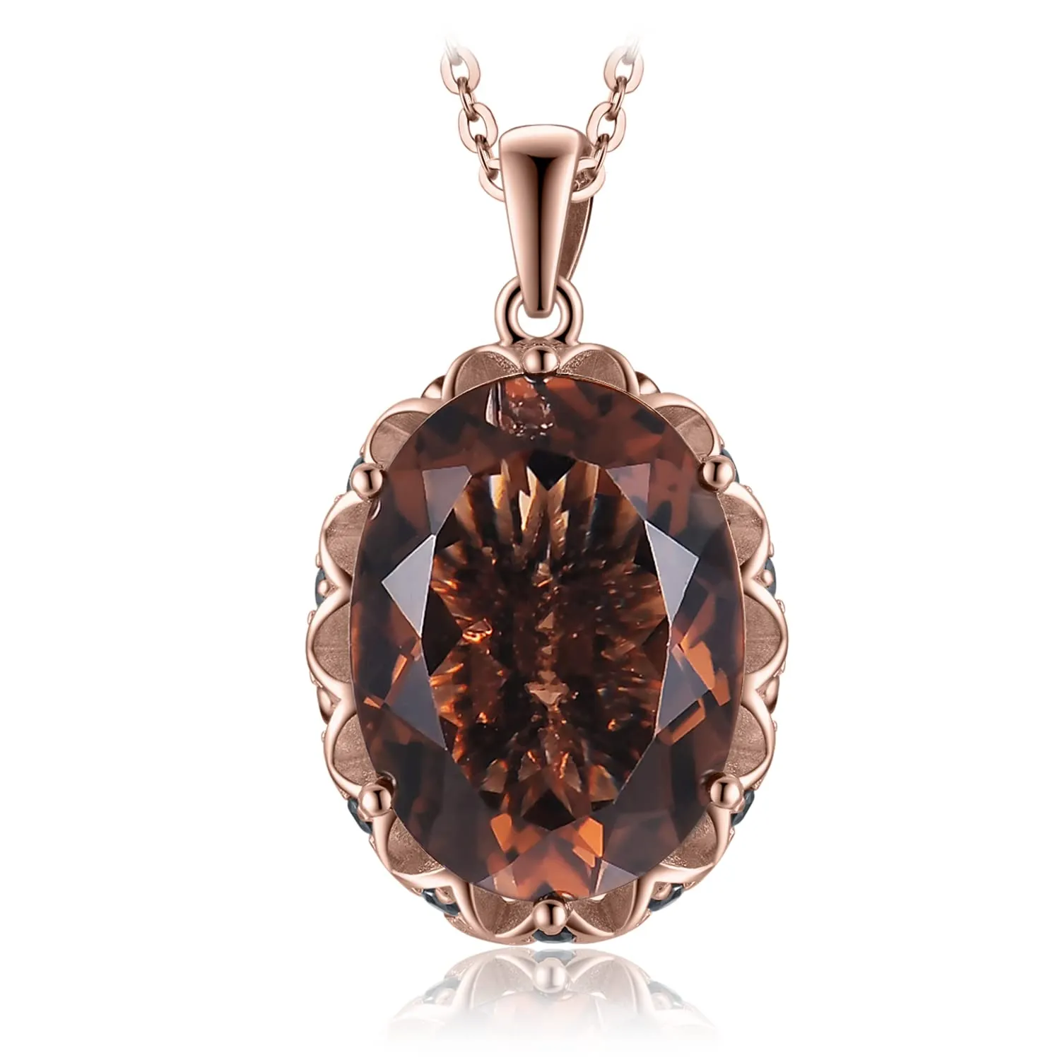 JewelryPalace 8.1ct Quarzo Fume Collana Pendente Argento 45cm