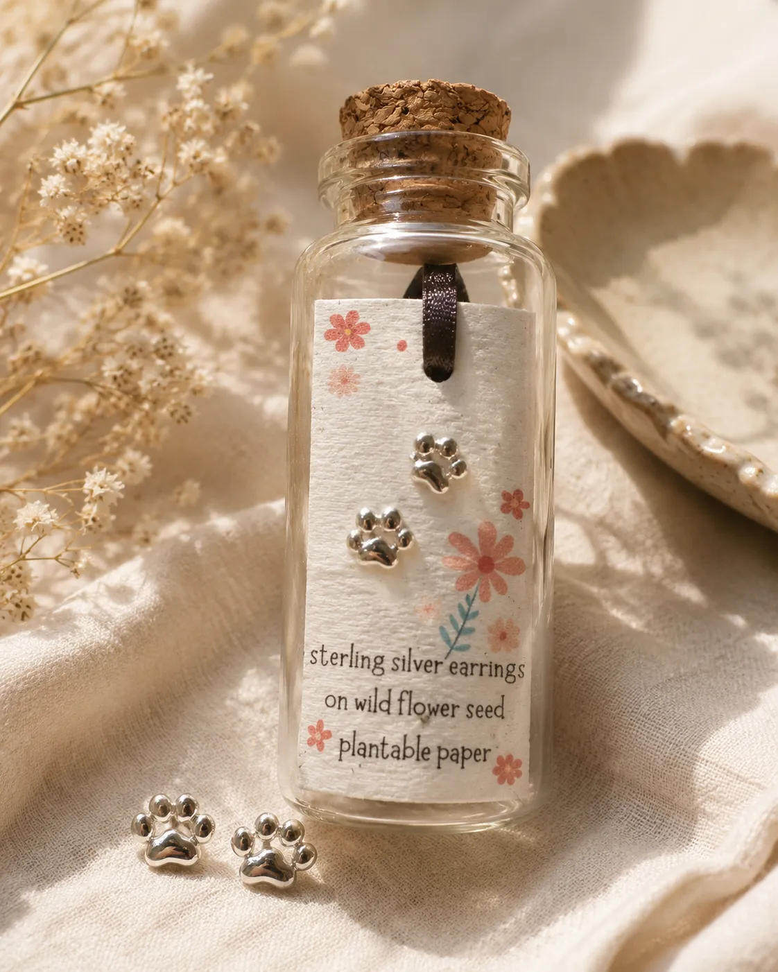 Victoria Jane Paw Print orecchini argento zampa in bottiglia