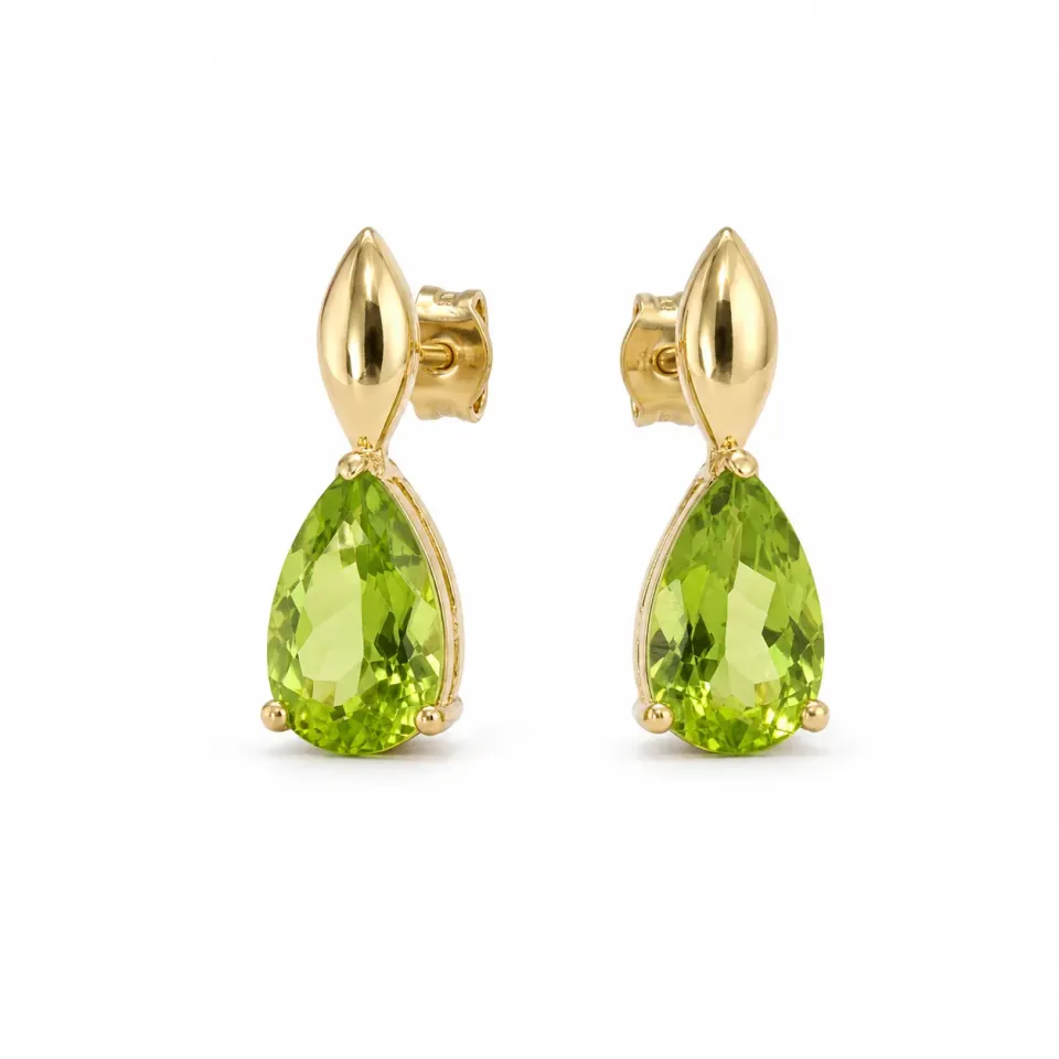 Victoria Jane Golden Pear Peridot orecchini pendenti oro 9ct