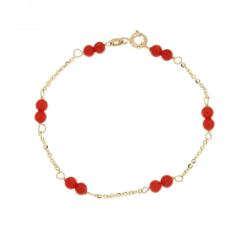 Gioielli Celiento bracciale bambino oro giallo corallini rossi