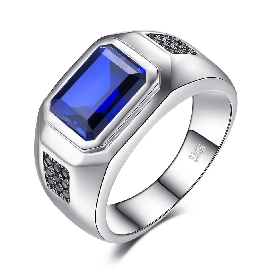 JewelryPalace Zaffiro Blu Anello Uomo Argento 925 misura 17