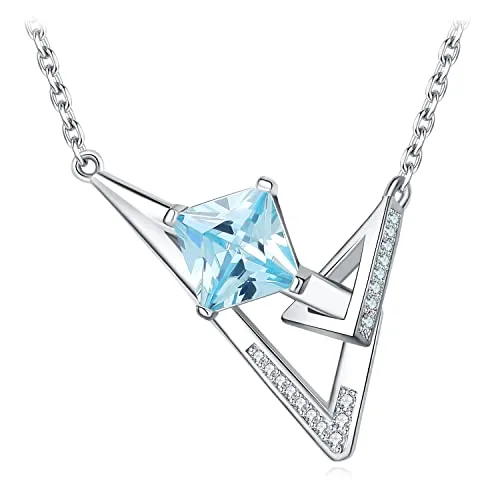JewelryPalace Geometrica 4ct collana argento 925 zirconia azzurra