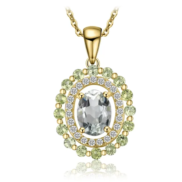 JewelryPalace Peridoto collana argento ovale 2ct catena 45cm