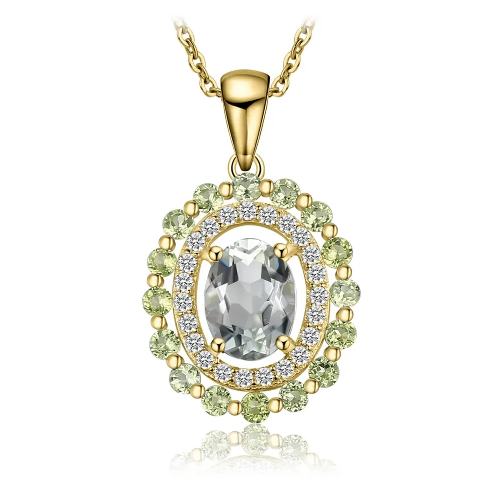 JewelryPalace Peridoto collana argento ovale 2ct catena 45cm