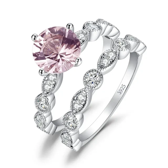 JewelryPalace Vintage Halo Anello Morganite Pera Oro Rosa