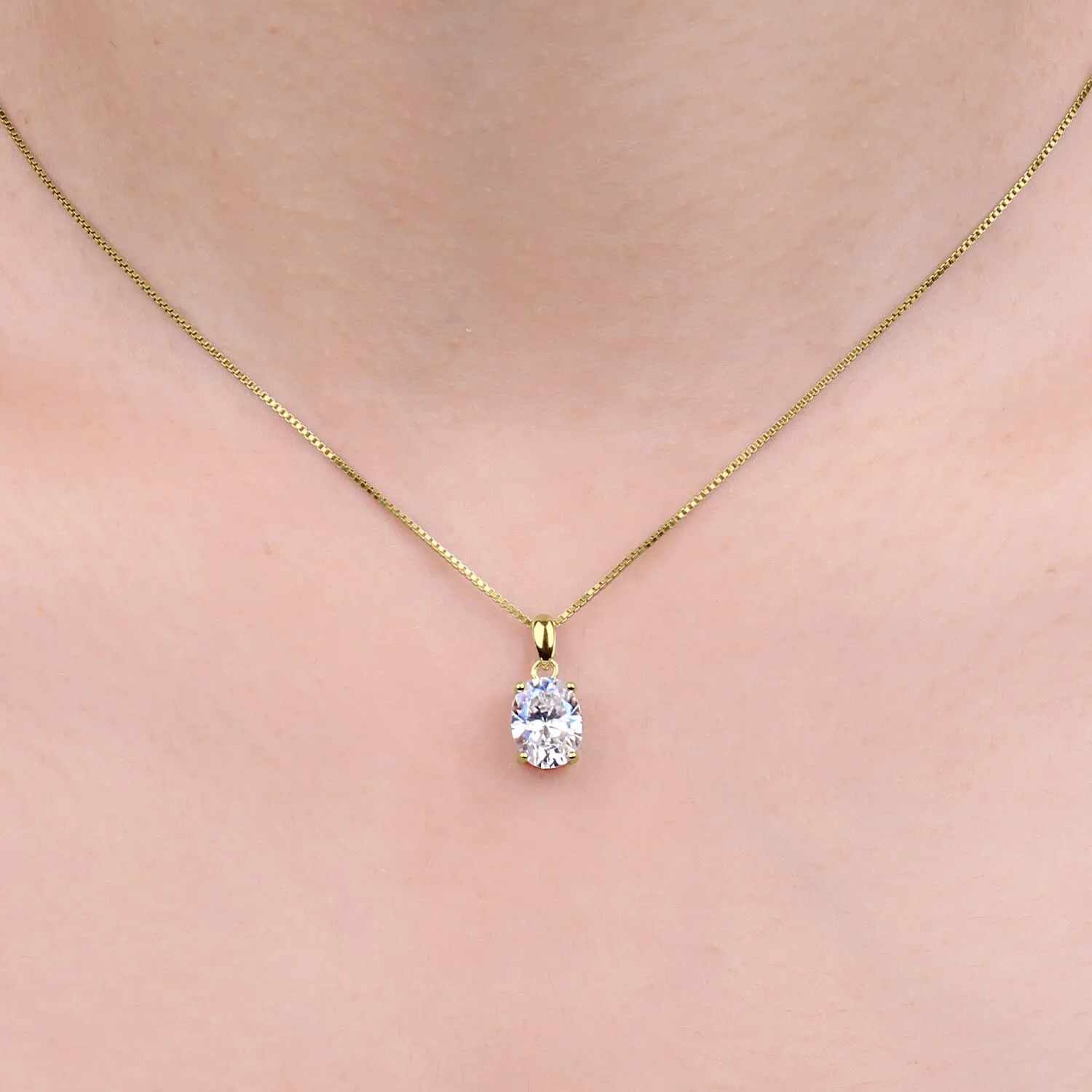 JewelryPalace 2ct Moissanite Collana Oro 45cm Pietra Ovale
