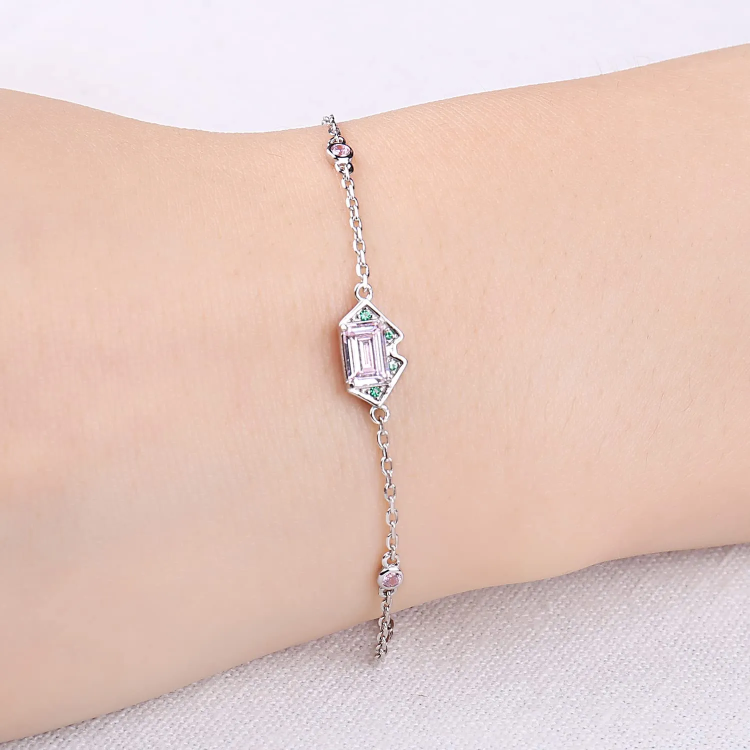 JewelryPalace 1.1ct bracciale zirconia rosa argento