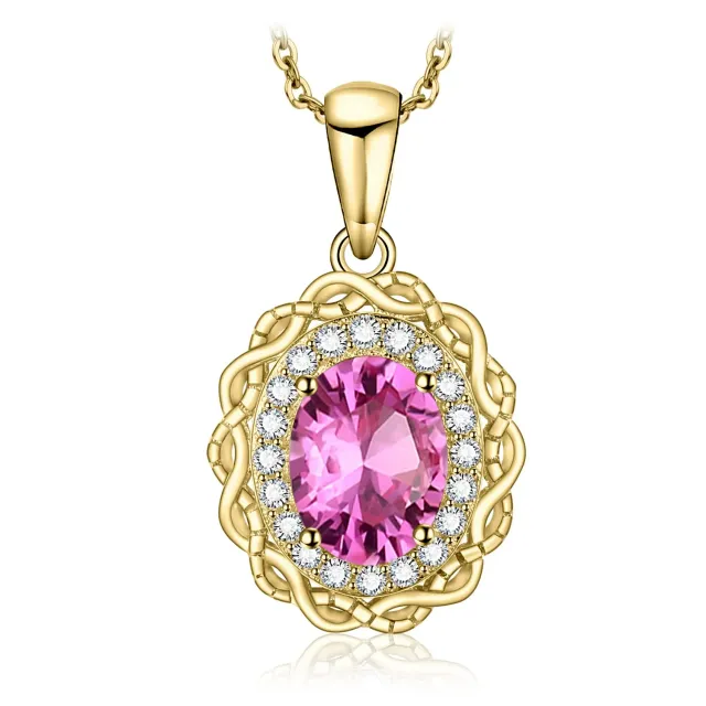 JewelryPalace Infinito Halo Ovale 1.4ct collana oro giallo 45cm