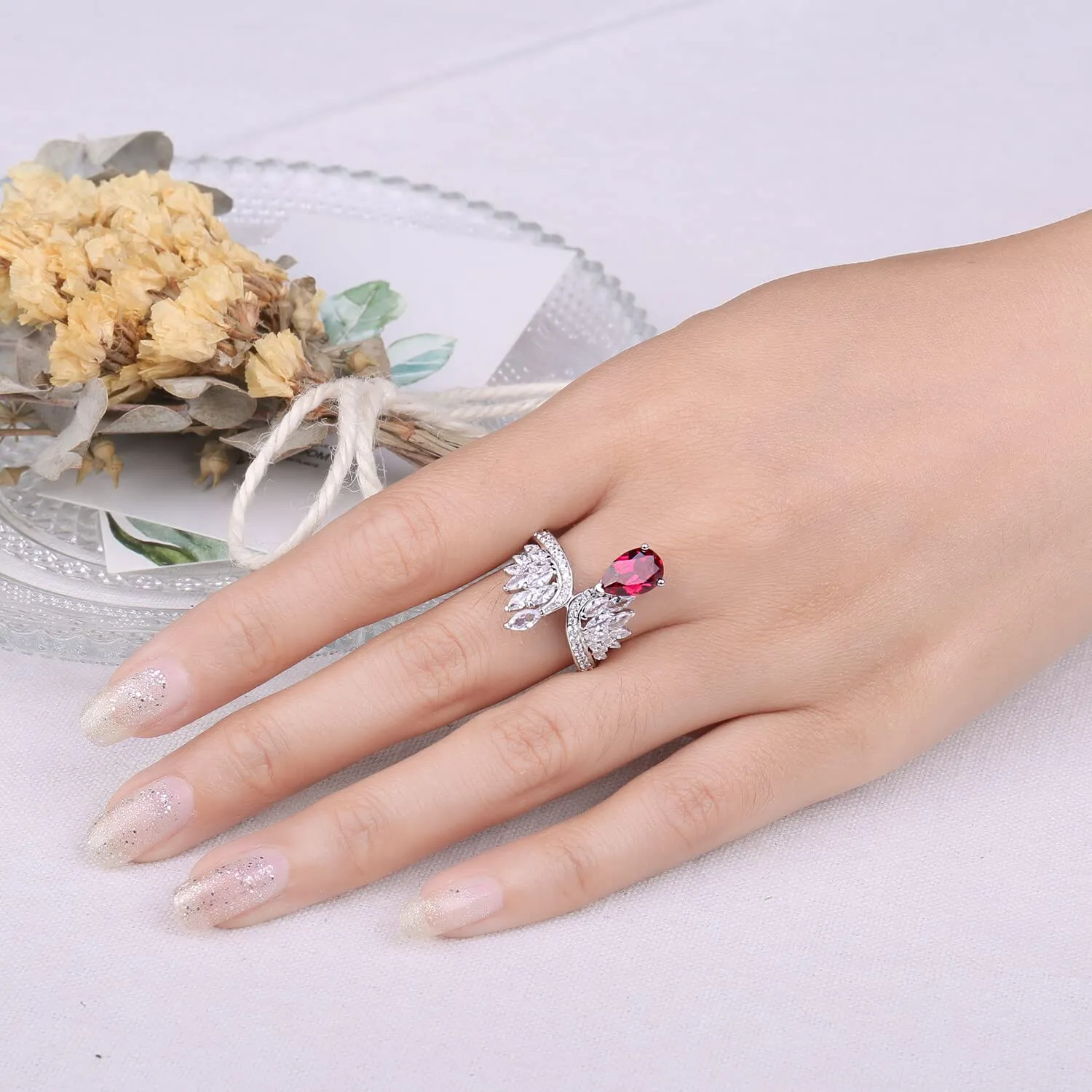 JewelryPalace Art Deco anello rubino rosso marquise