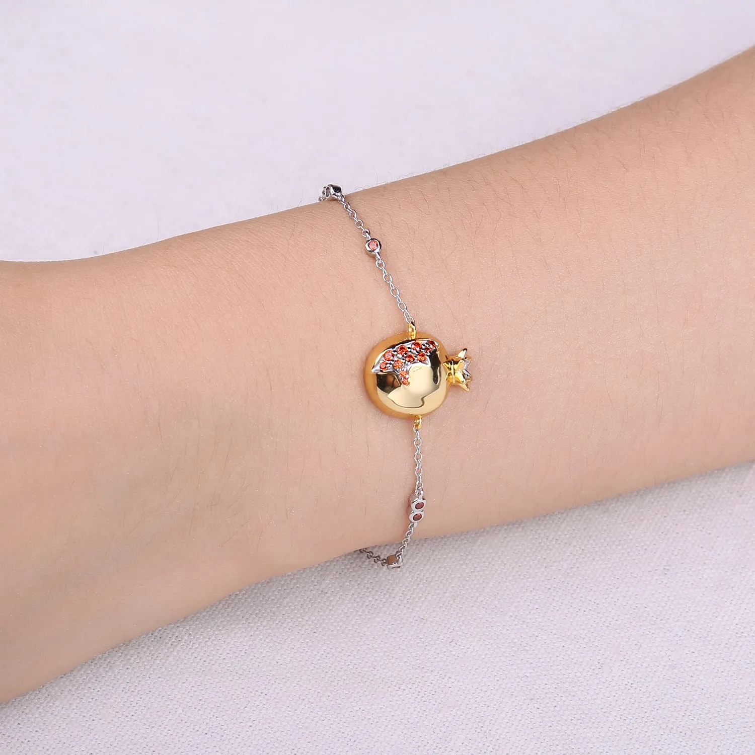 JewelryPalace Melograno bracciale argento granato rosso regolabile