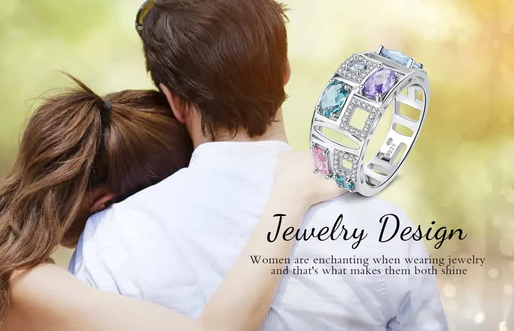 JewelryPalace Arcobaleno anello spinello azzurro ovale