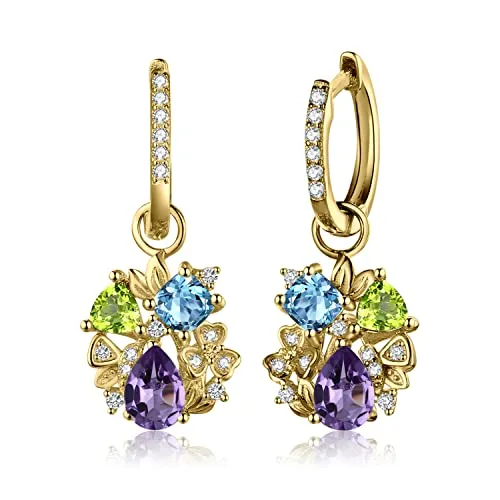 JewelryPalace Fiore Orecchini Argento Dorato Topazio Multicolor