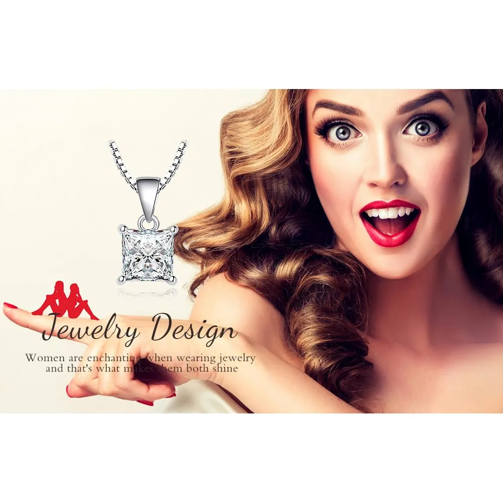 JewelryPalace Solitario 1ct collana zirconia argento