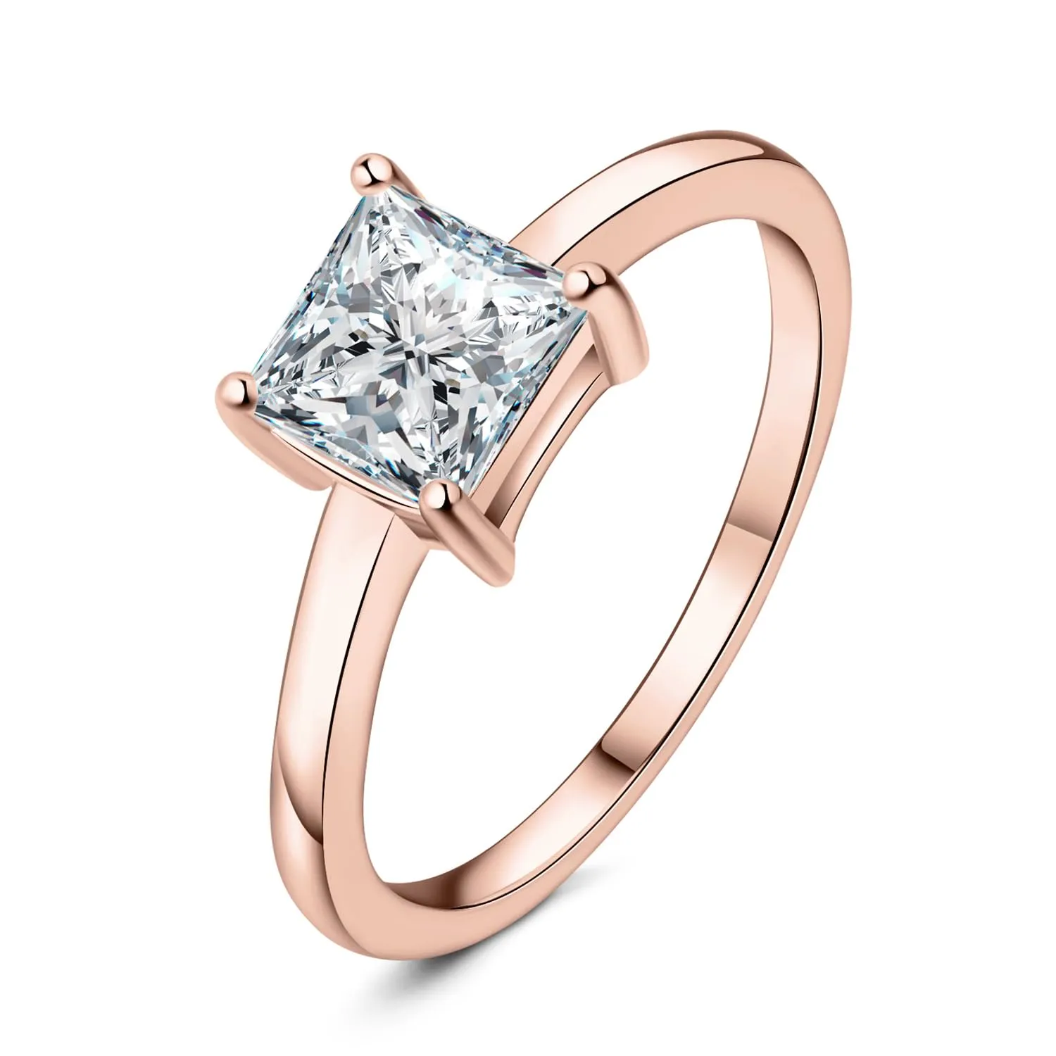 JewelryPalace Solitario 1ct Anello Argento Taglio Principessa