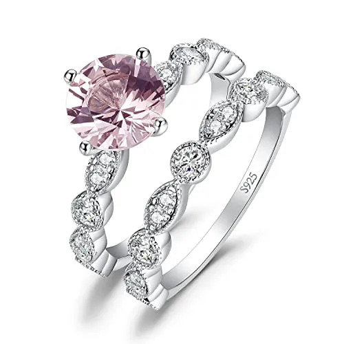 JewelryPalace Vintage Halo Anello Morganite Pera Oro Rosa