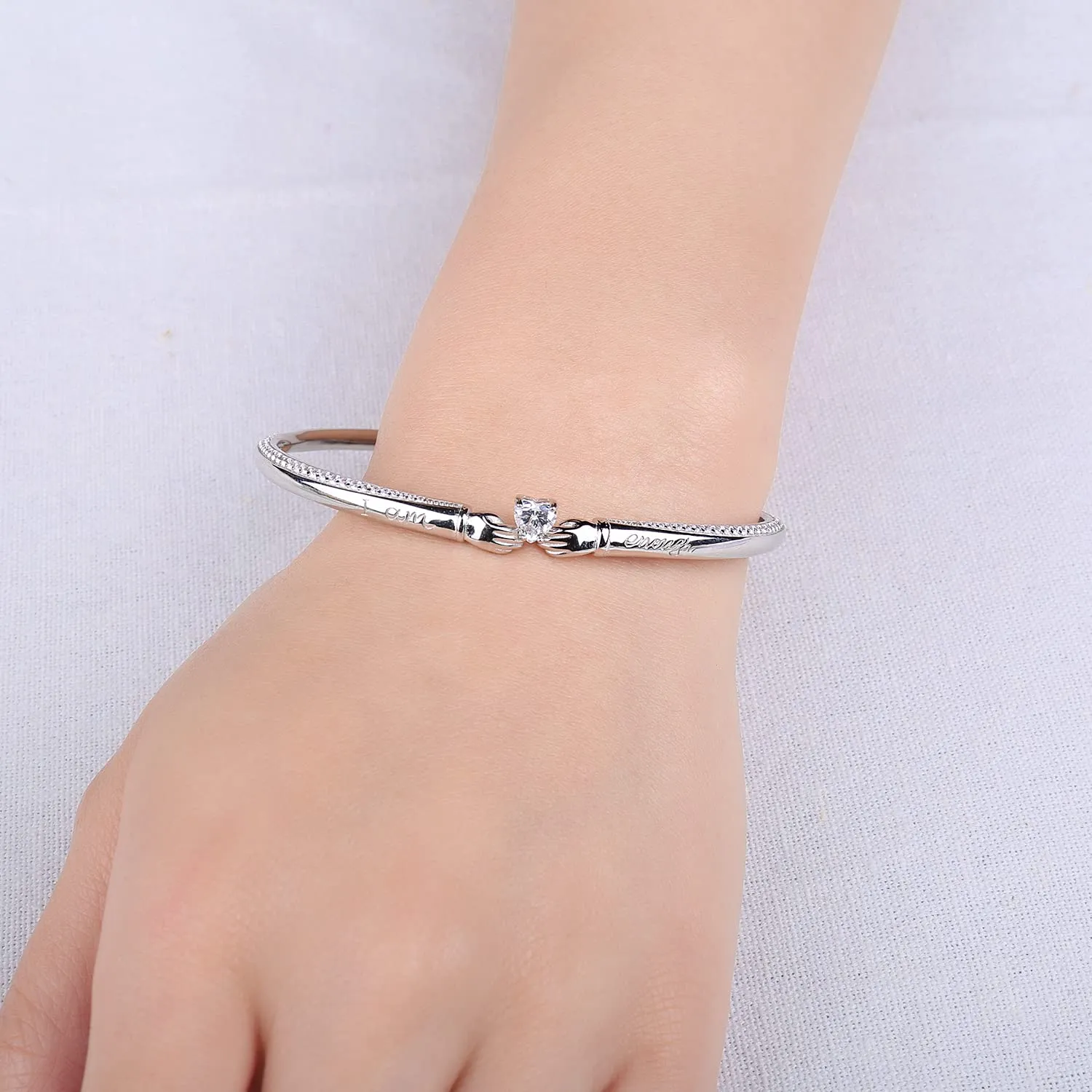 JewelryPalace Abbraccio Bracciale Argento Aperto I Am Enough