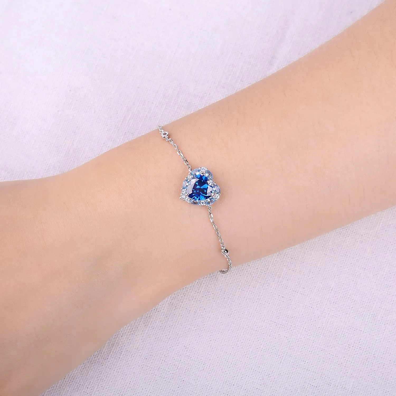JewelryPalace Cuore 4.1ct Bracciale Argento 925 Zirconia Blu