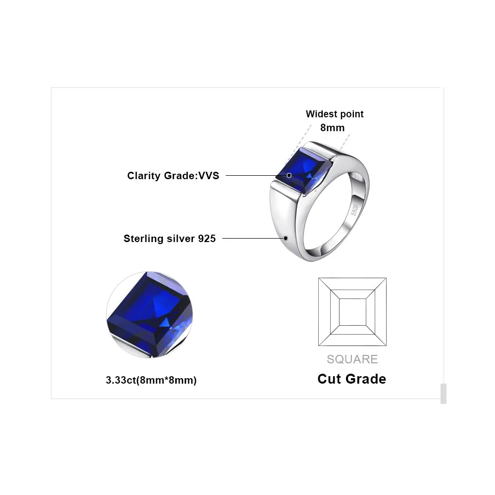 JewelryPalace Anello Uomo Argento 3.3ct Rubino Rosso Quadrato