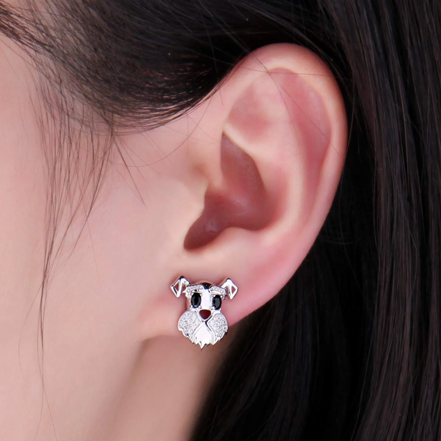 JewelryPalace Schnauzer Orecchini Argento Spinello Nero Cane