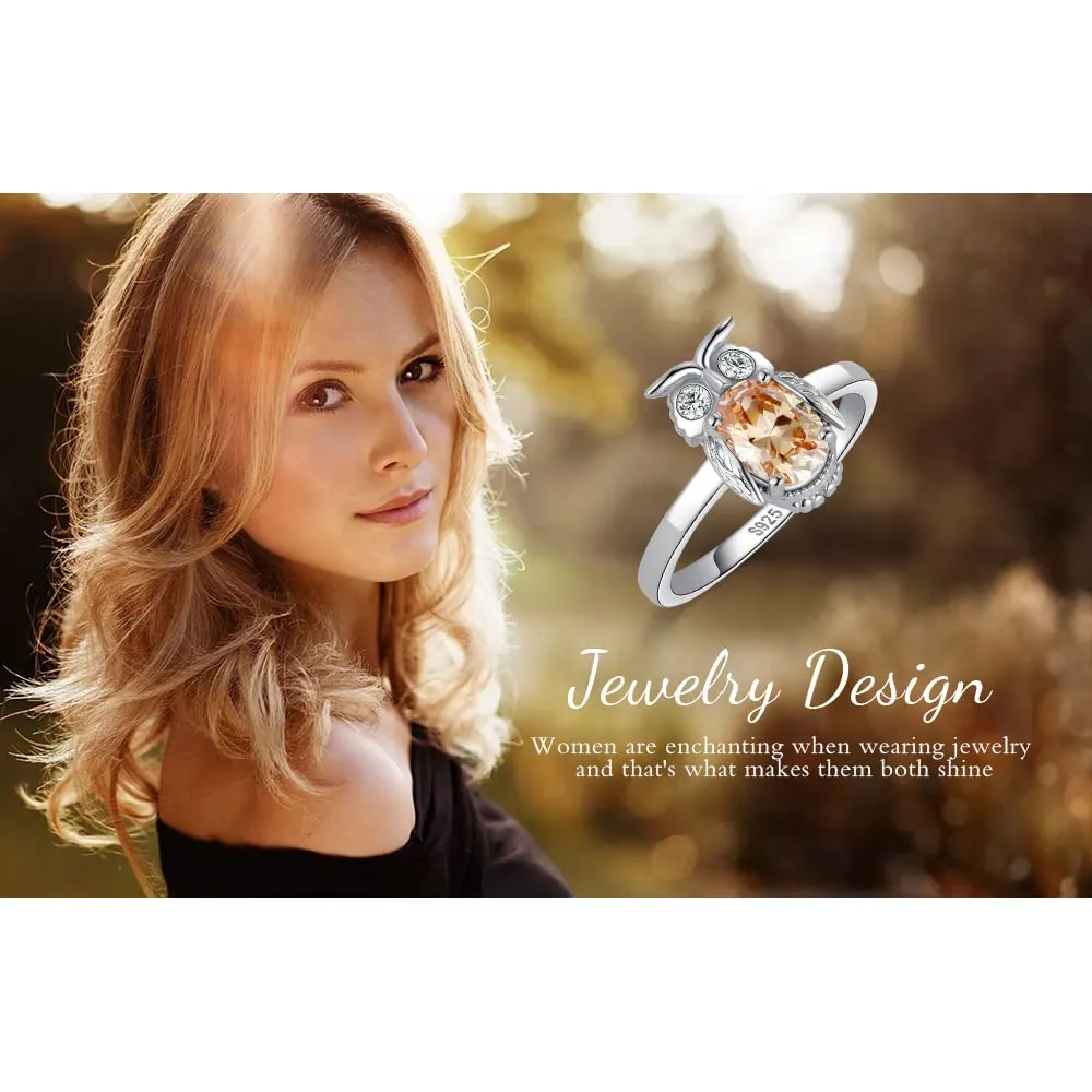 JewelryPalace Gufo anello zirconia gialla ovale argento 925