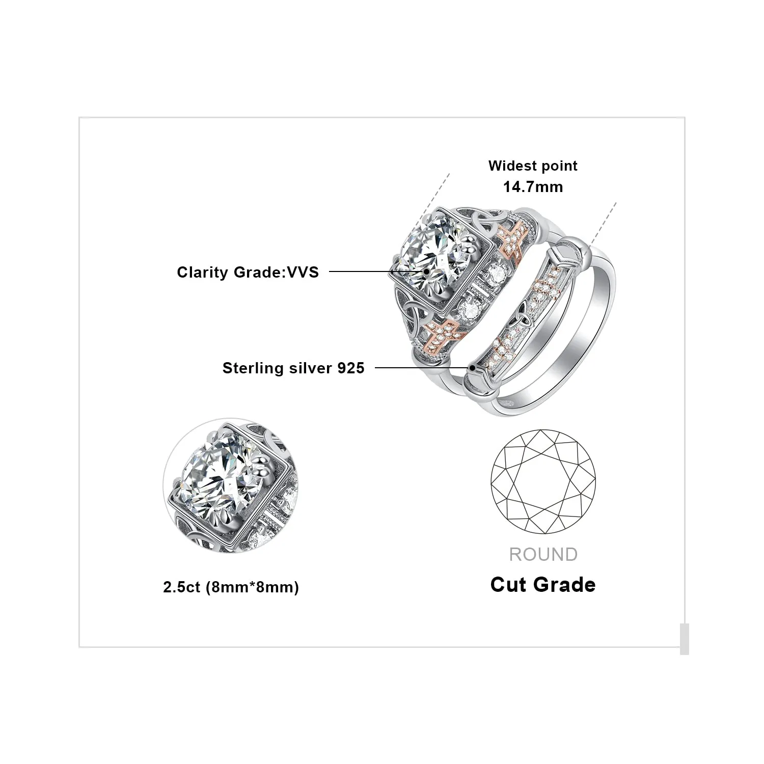 JewelryPalace Cuore Puzzle anello argento 925 zirconia