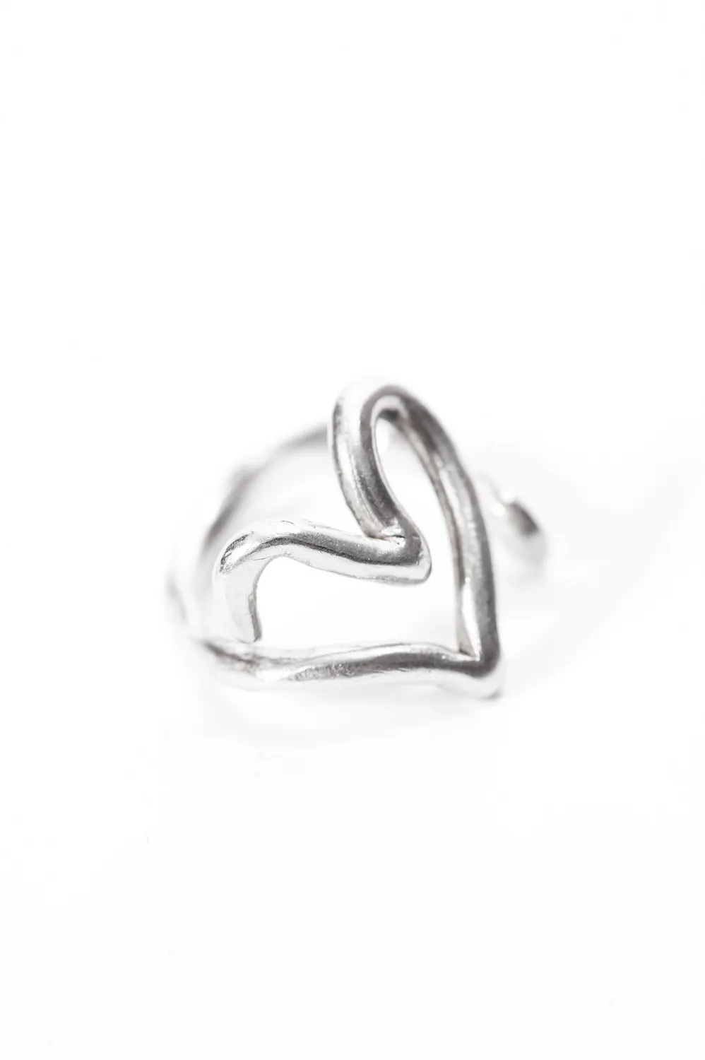 Flor Rubaja Wave Cuore anello regolabile argento