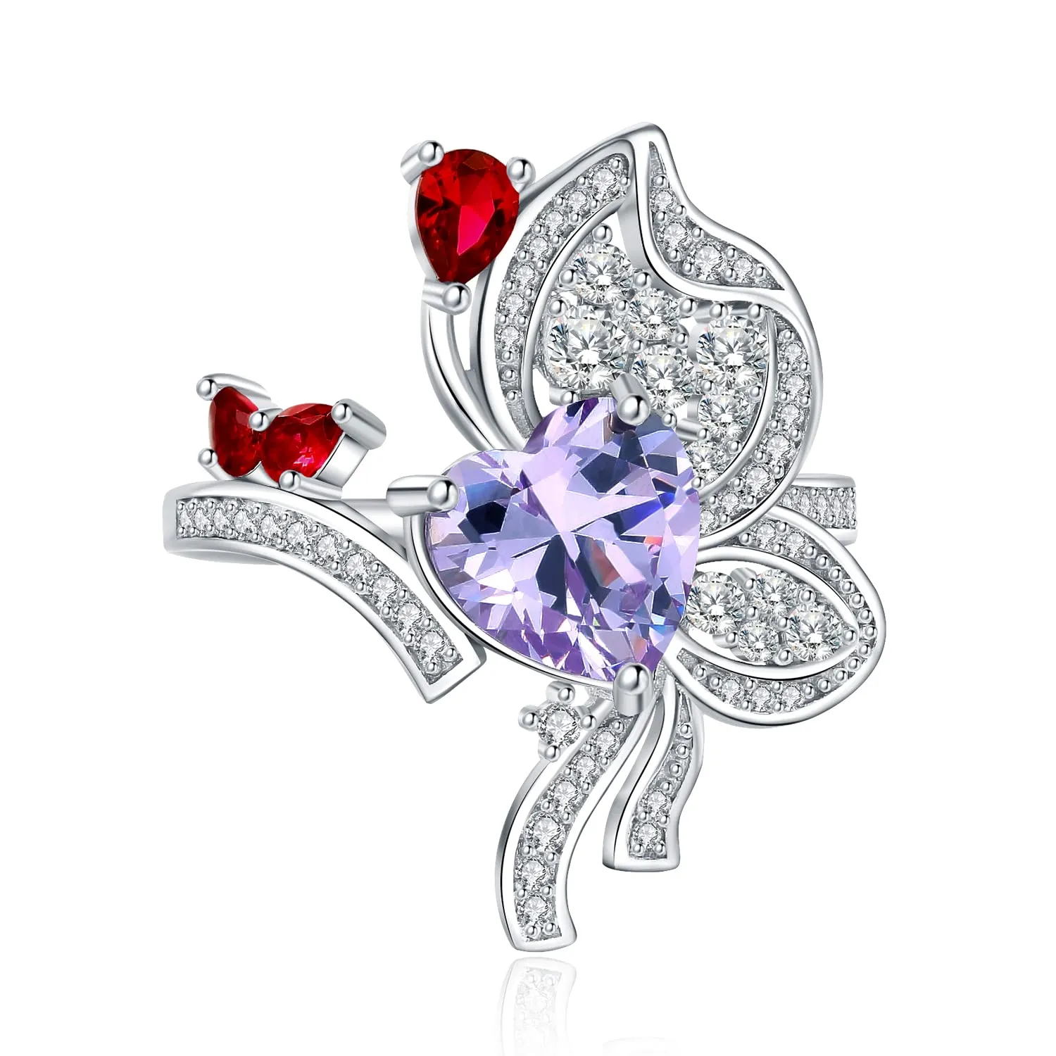JewelryPalace 4.5ct Farfalla anello argento zirconia viola