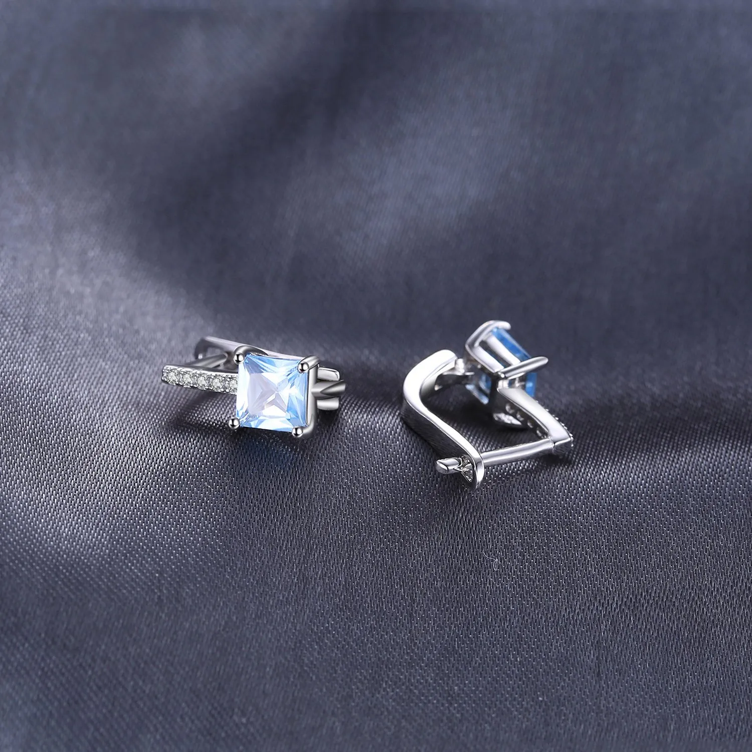 JewelryPalace orecchini cerchio argento 925 topazio azzurro