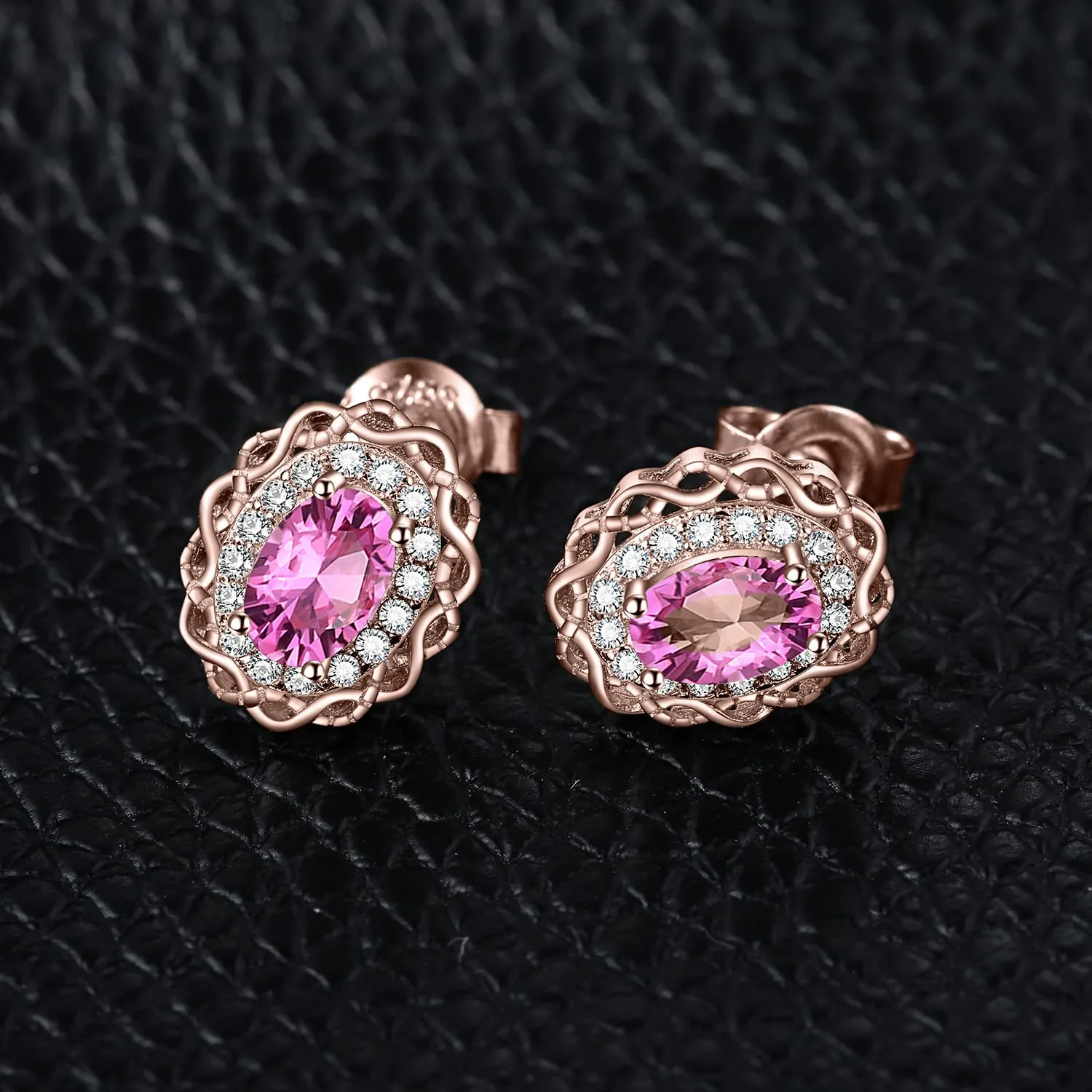 JewelryPalace Infinito Halo orecchini topazio rosa 1ct