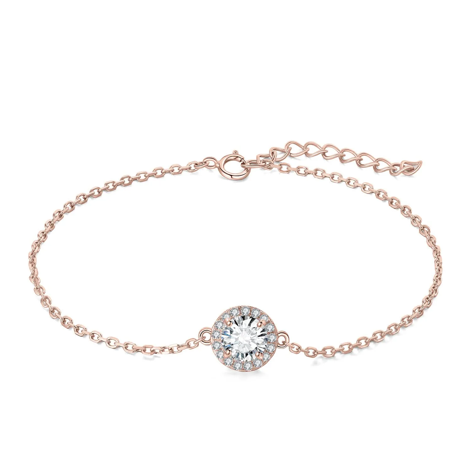 JewelryPalace bracciale halo zirconia bianca argento 1ct