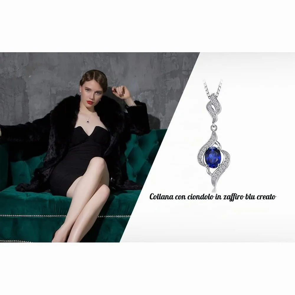 JewelryPalace 4ct Zaffiro Blu collana argento 45cm