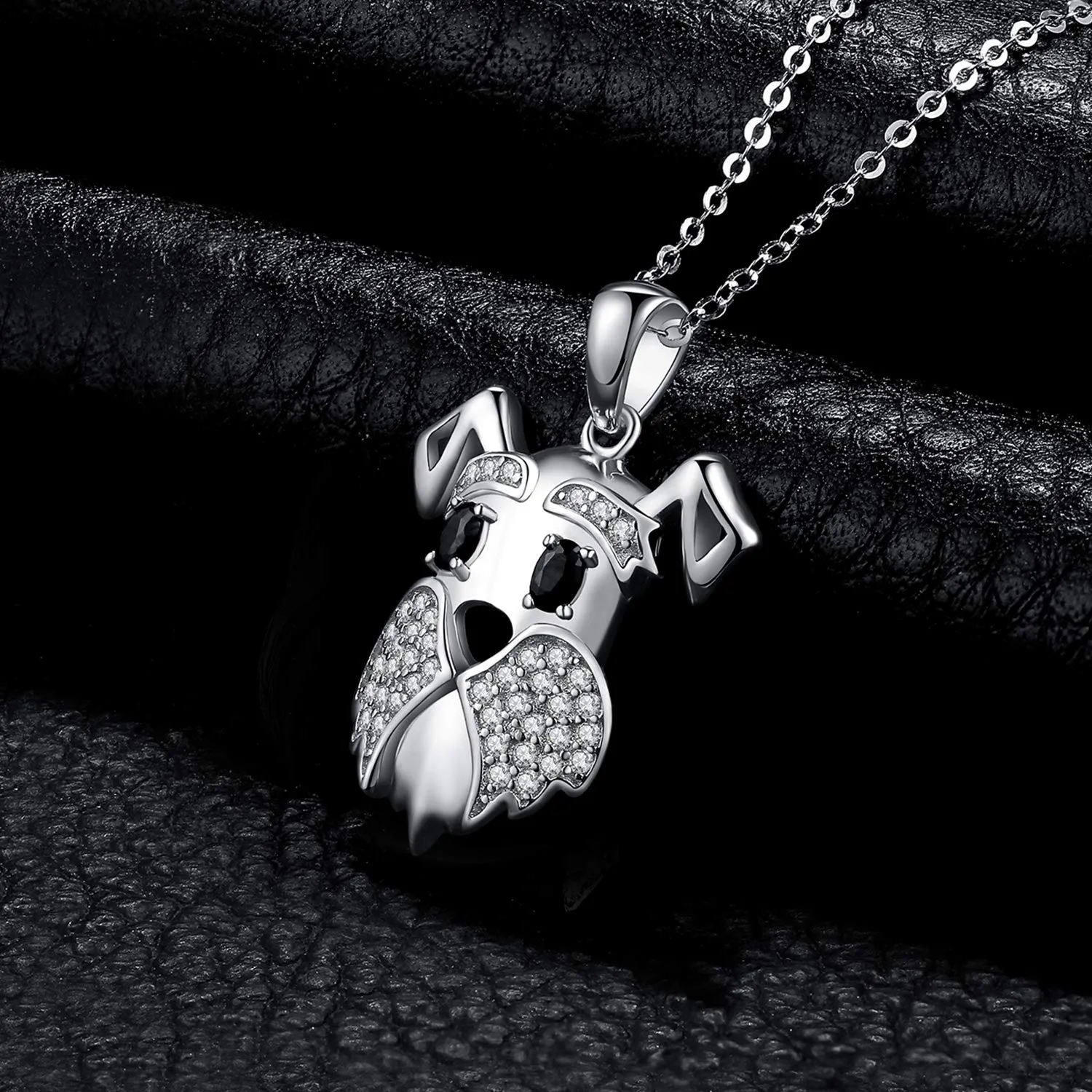 JewelryPalace Puppy Cane Collana Argento Spinello Nero