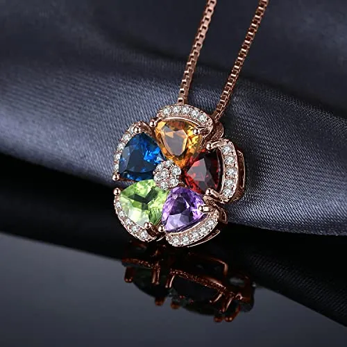 JewelryPalace Fiore collana argento pietre naturali oro rosa 45cm