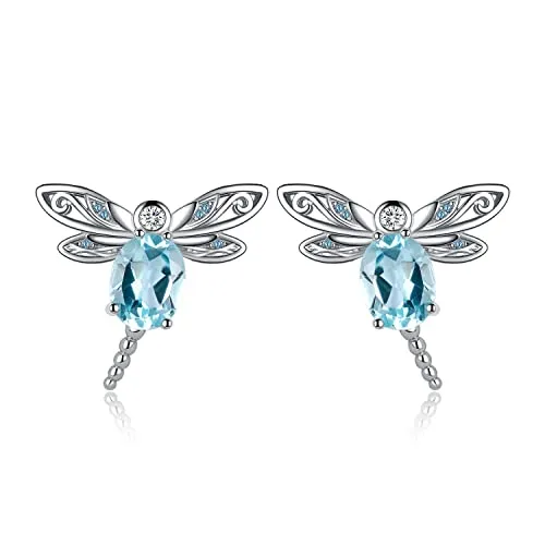 JewelryPalace Libellula 4.7ct orecchini lobo topazio azzurro