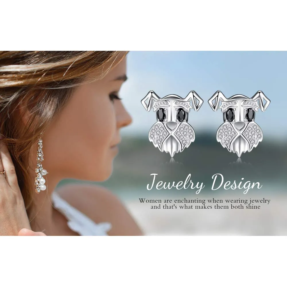 JewelryPalace Schnauzer Orecchini Argento Spinello Nero Cane
