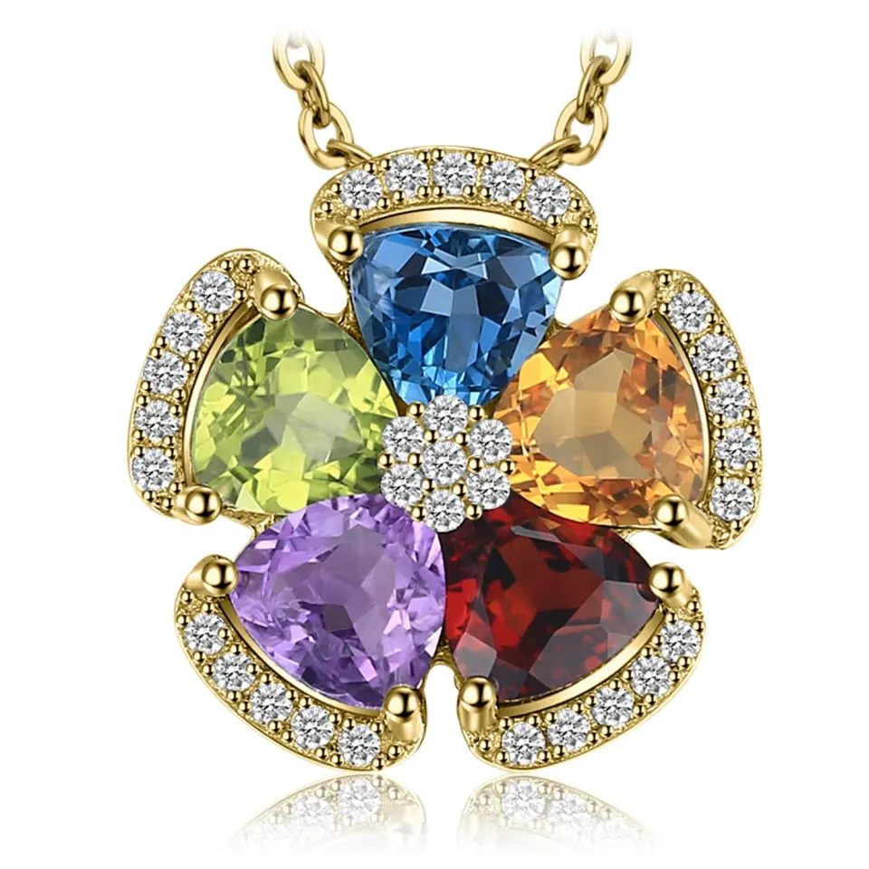 JewelryPalace Fiore collana argento pietre naturali oro giallo 45cm