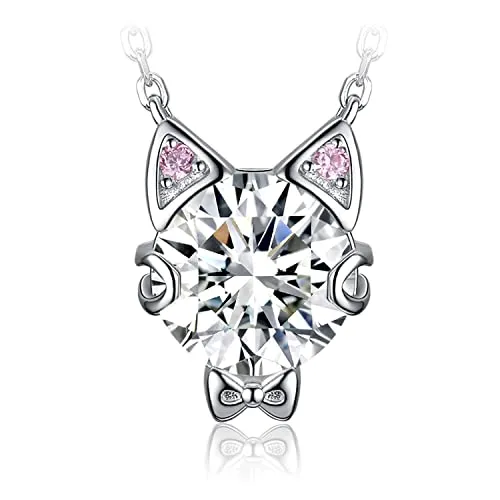 JewelryPalace Gatto Collana Argento 925 Zirconia Rosa 45 cm