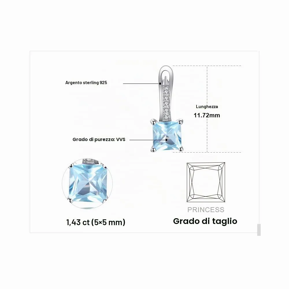 JewelryPalace orecchini cerchio argento 925 topazio azzurro