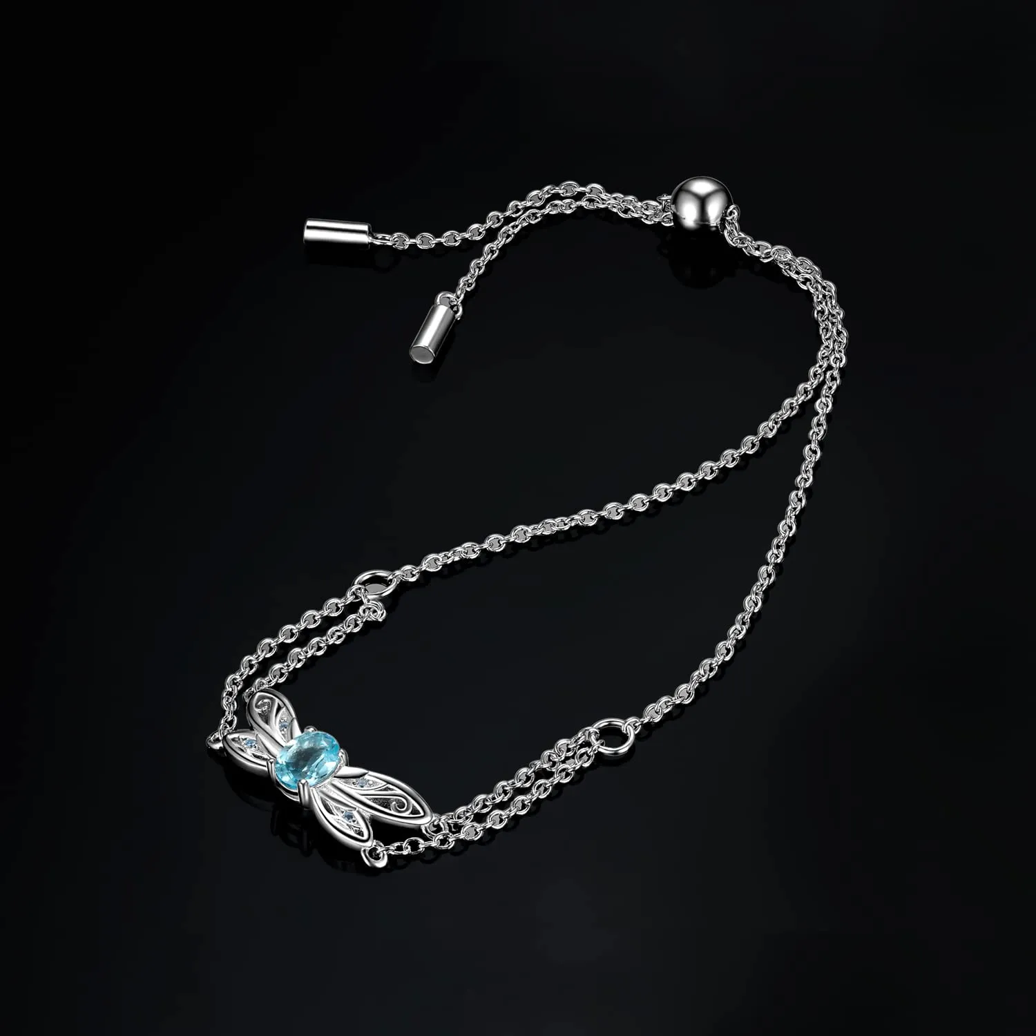 JewelryPalace Libellula bracciale argento 925 topazio azzurro