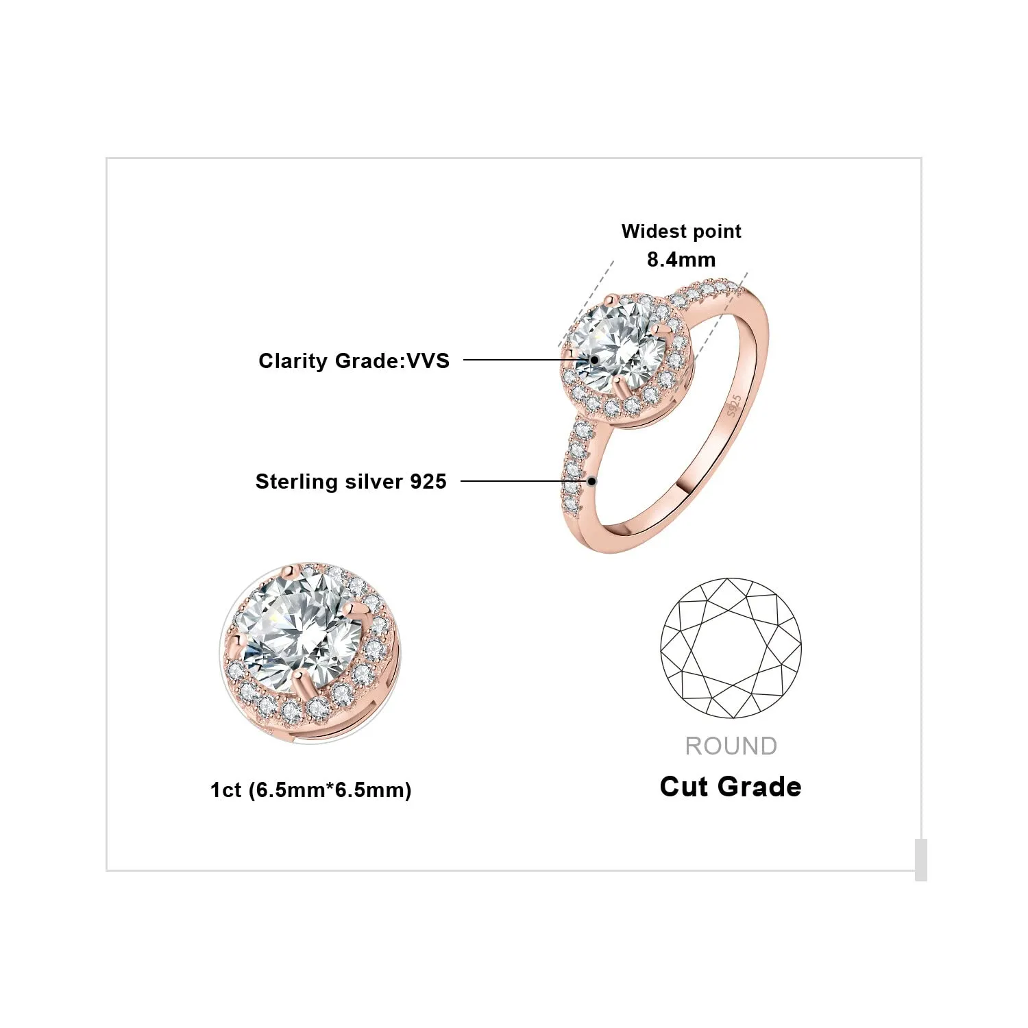 JewelryPalace Classico Halo Anello 1ct Argento Zirconia