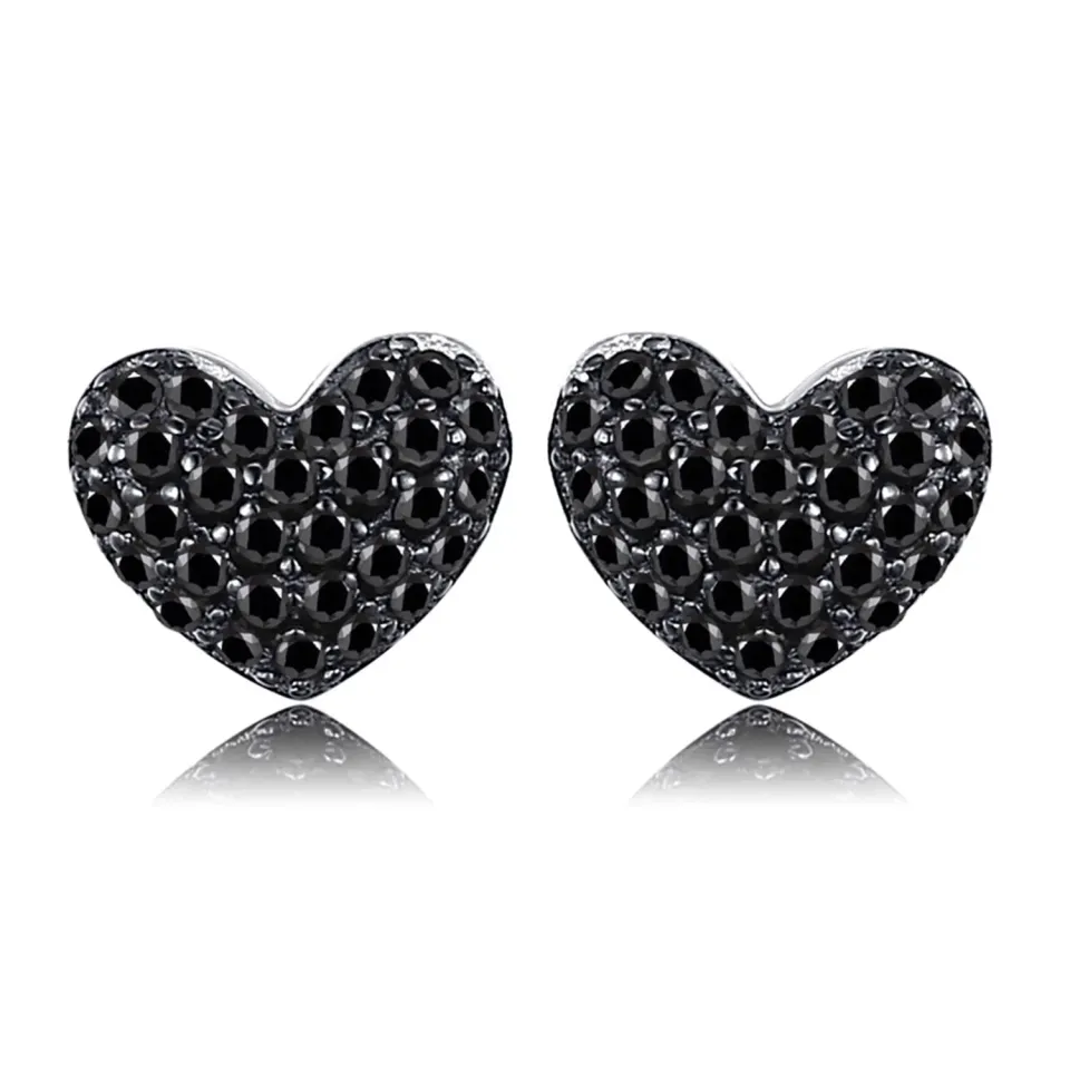JewelryPalace Cuore Pavé orecchini spinello nero 0.29ct
