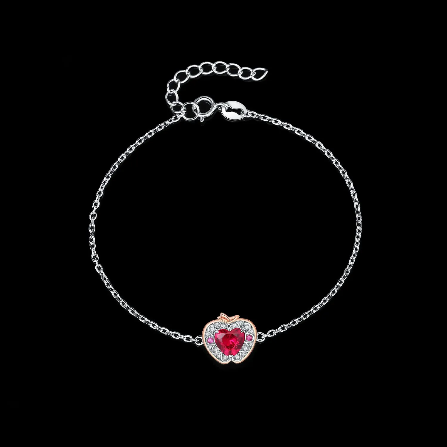 JewelryPalace Mela Cuore 1ct Bracciale Argento Rubino Rosso
