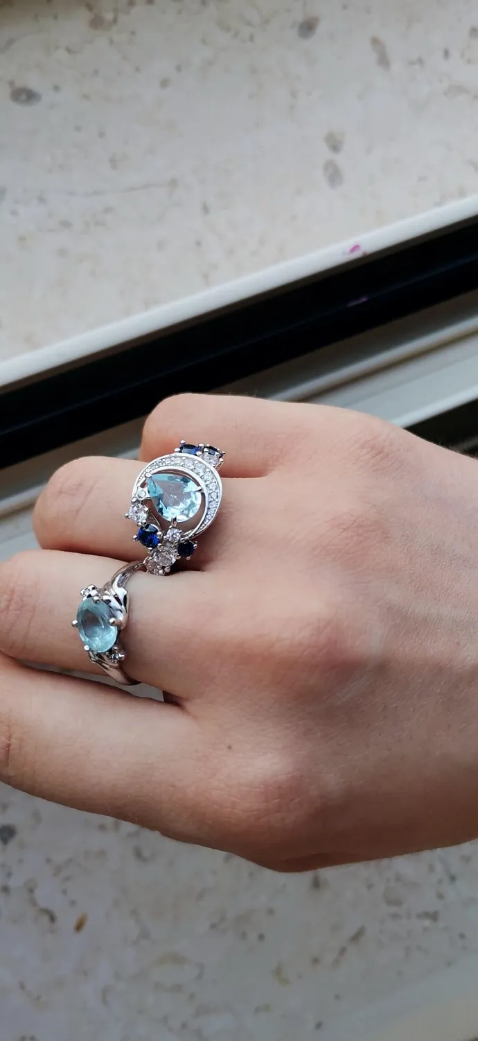 JewelryPalace Luna e Stella 2.2ct anello argento 14.5 topazio blu